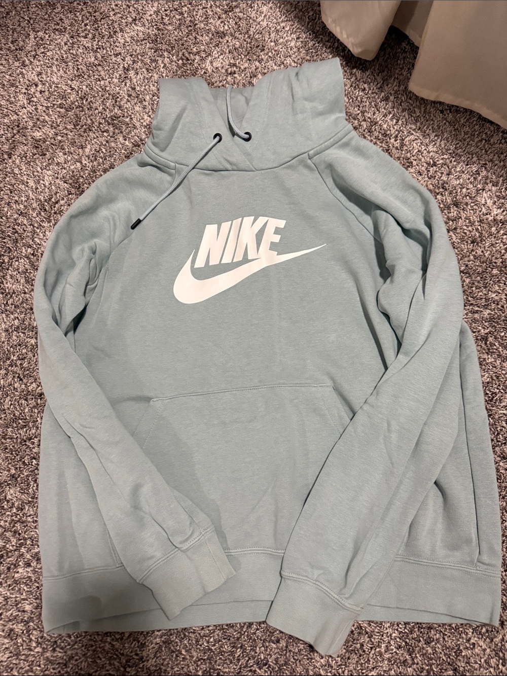 Nike Men’s Light Blue Crewneck Hoodie with White Swoosh
